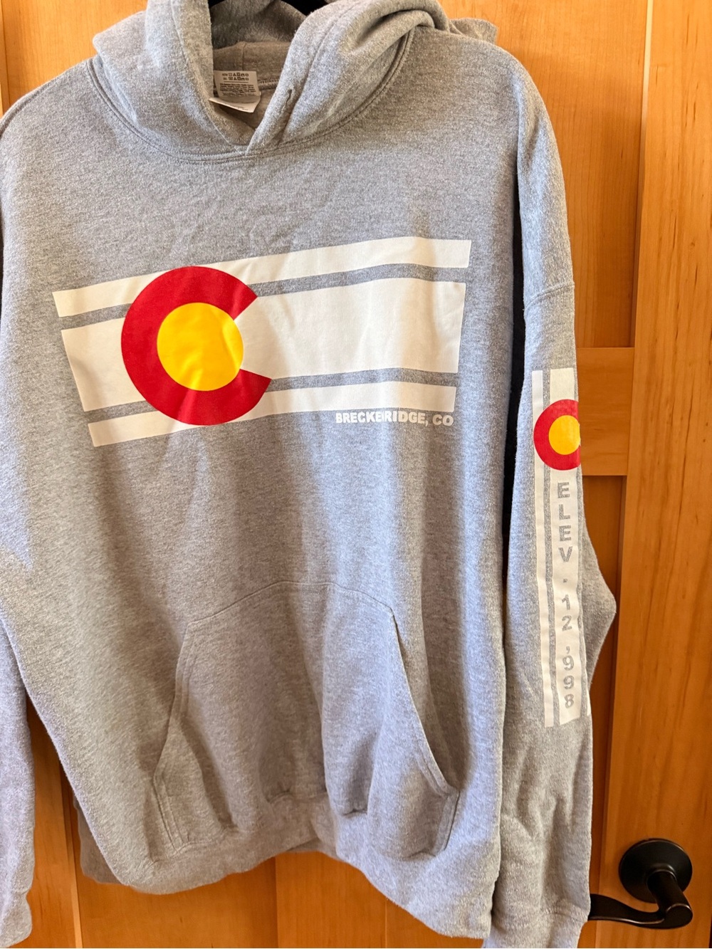Gildan Gray Pullover Hoodie with Red & Yellow Colorado Emblem - Picture 2 of 6